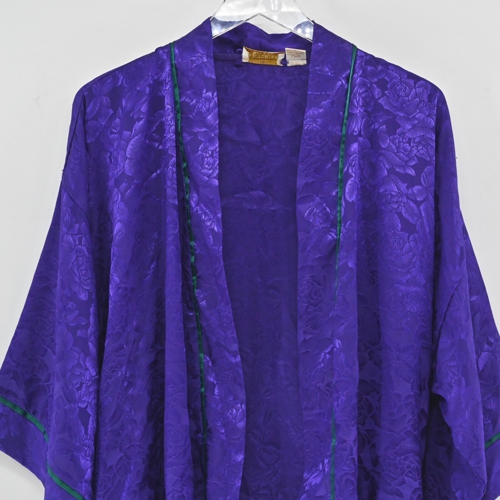 Victorias Secret Gold Label Floral Robe Womens Size OS Purple Vintage Y2K Kimono - Picture 10 of 15